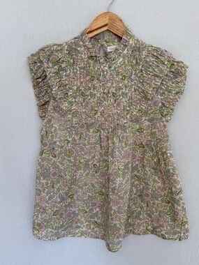 HOUSE OF HARLOW 1960 Women’s XS Josepha Pink Green Floral Ruffle Blouse